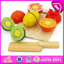100%Green Paint Kids Pretend Play Wooden Cutting Fruits Toy, Cutting Game Educational Toy Wooden Fruit Toy W10b133